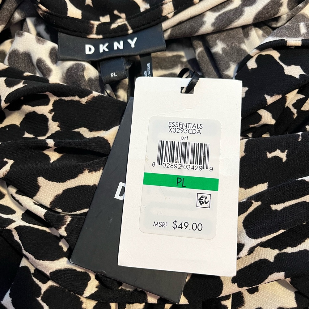 NWT DKNY Petite Women's Animal-Print Draped Blouse Size PL - Picture 6 of 7